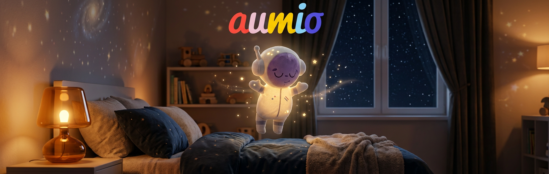 Aumionaut fliegt durch Weltraum – Kinderzimmer Aumio App als Einschlafhilfe für Kinder