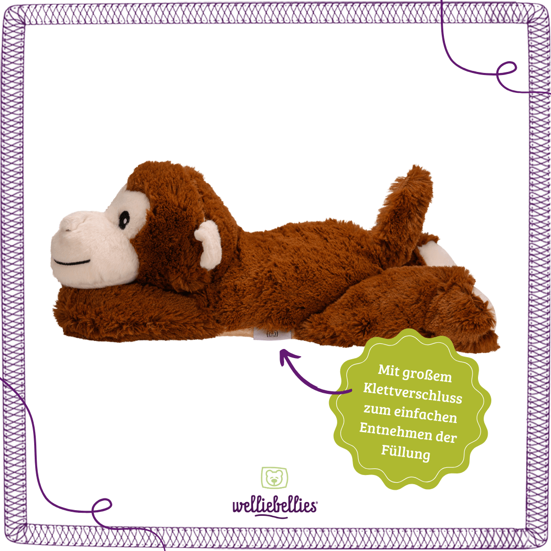 Rückseite des Affen mit leicht herausnehmbarer Kräuterfüllung.