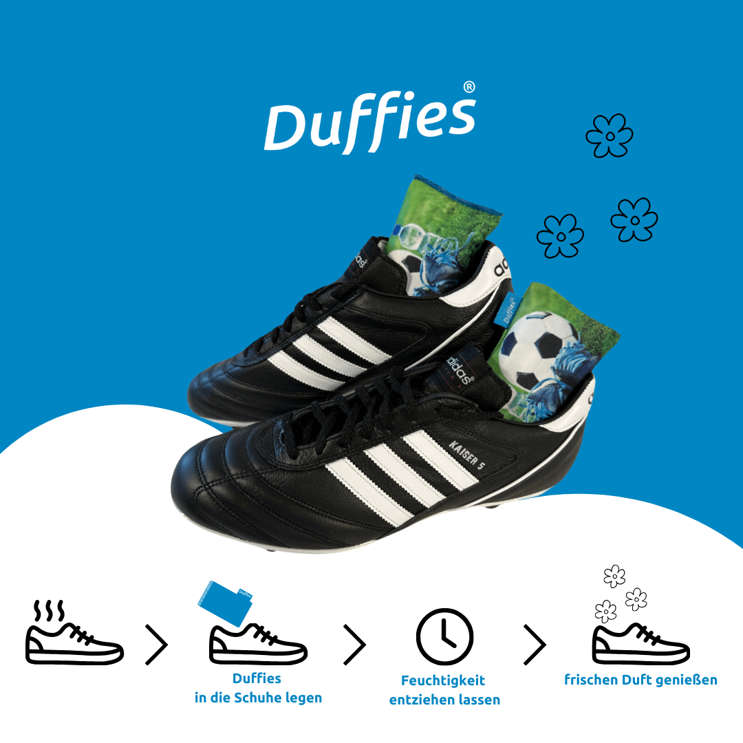 DUFFIES® Anti-Geruchs-Kissen für Schuhe und mehr... Motiv Fußball.