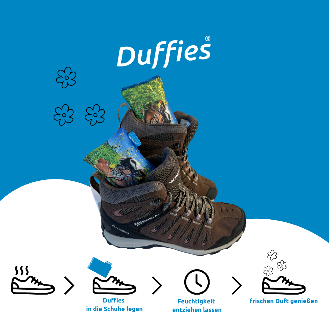 DUFFIES® Anti-Geruchs-Kissen für Schuhe und mehr... Motiv Wandern.
