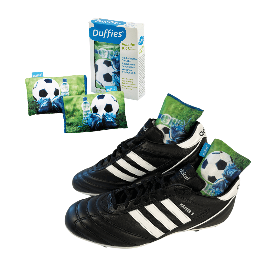 DUFFIES® Anti-Geruchs-Kissen für Schuhe und mehr... Motiv Fußball.