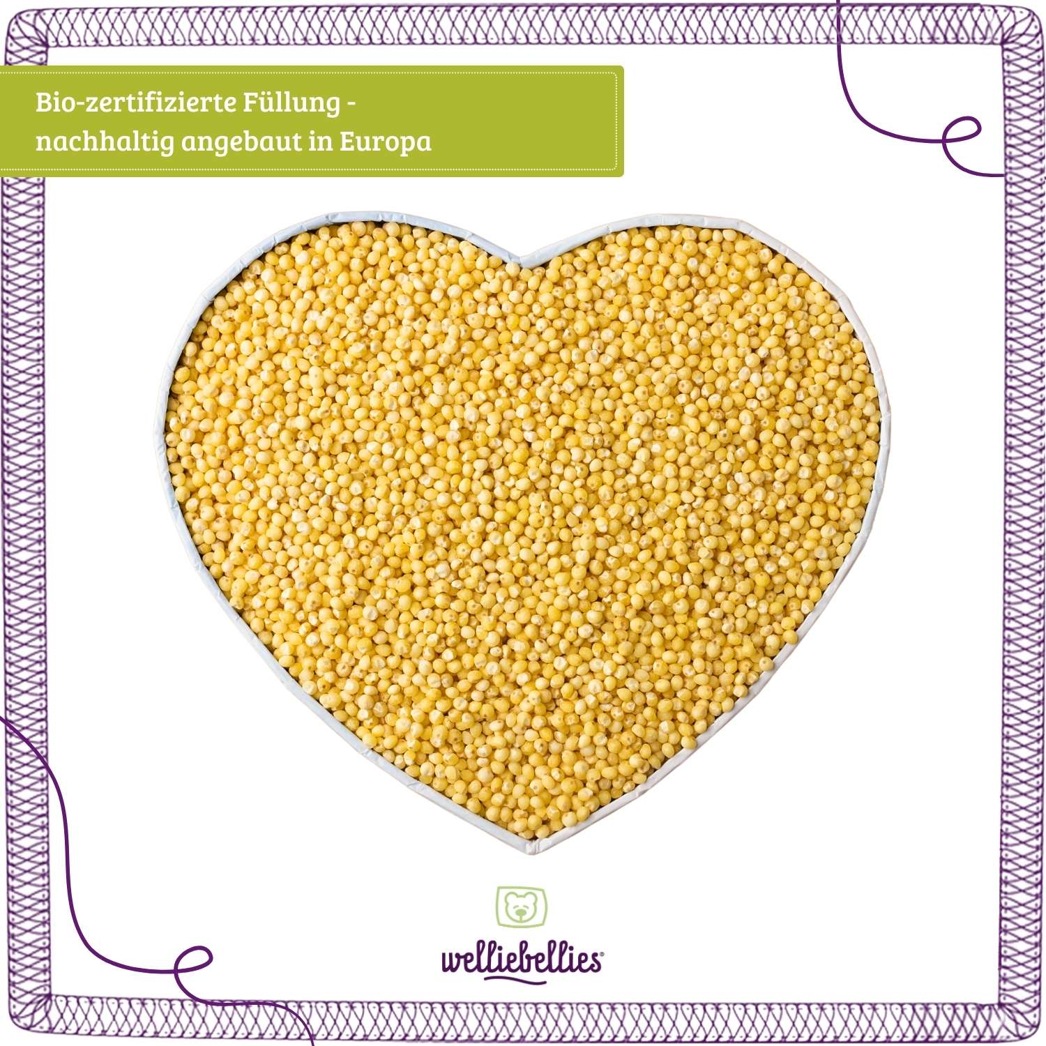 welliebellies® Bio-Körnerkissen ohne Kräuterduft für große Tiere.