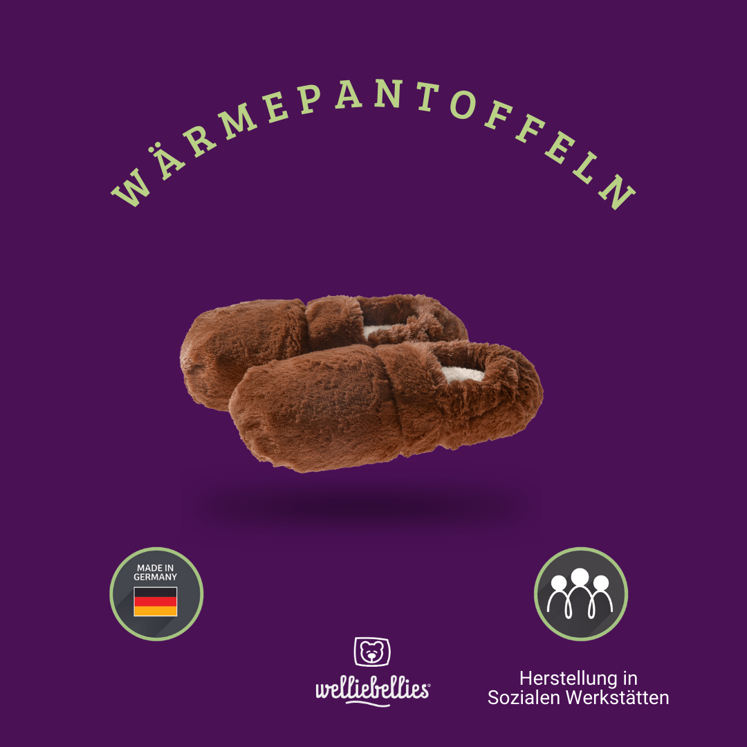 Plüsch Wärmepantoffel, Gr. 36 - 39 mit Bio-Hirse Füllung und entspannenden Gesundheitskräutern