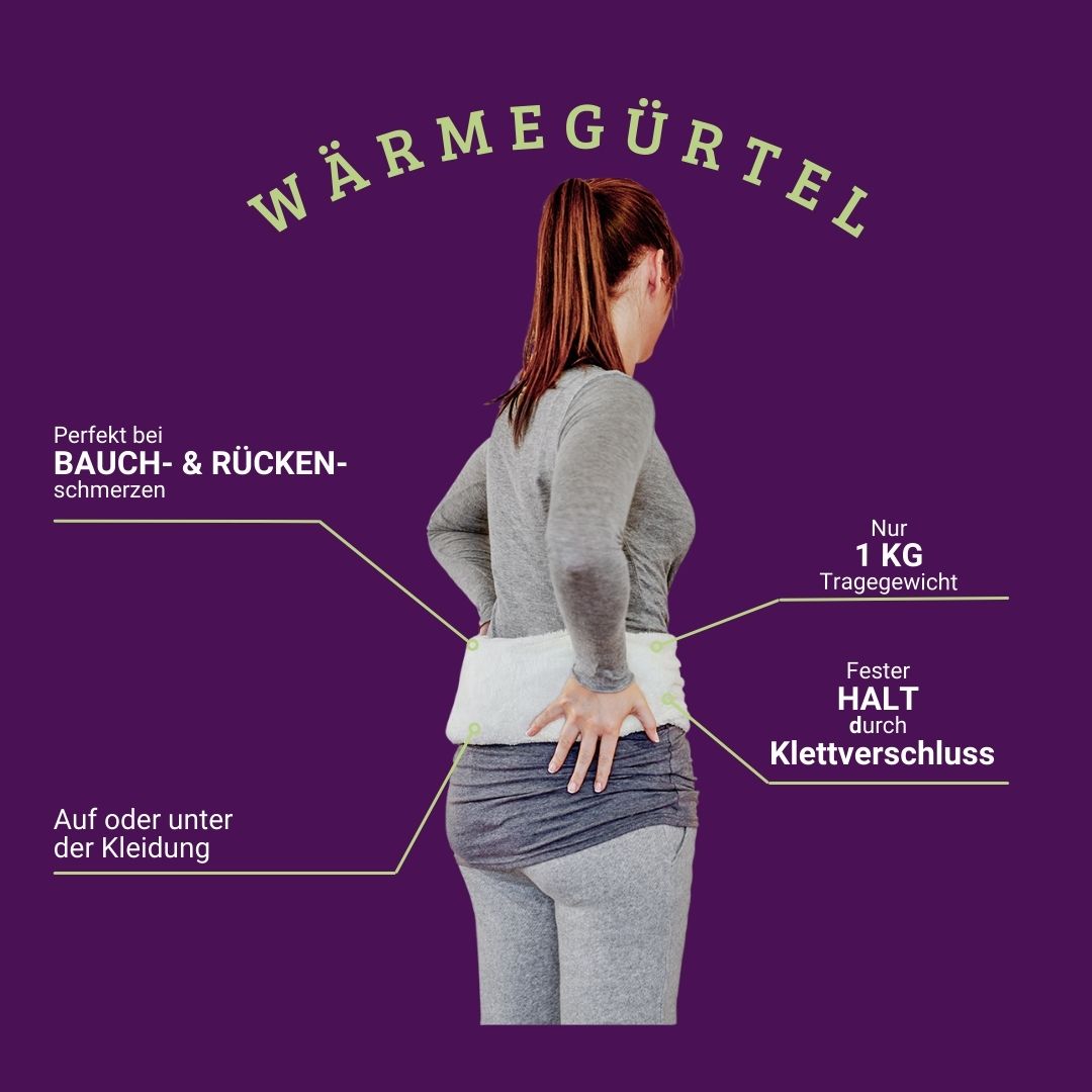 Plüsch Wärmegürtel mit Bio-Hirse Füllung und entspannenden Gesundheitskräutern.