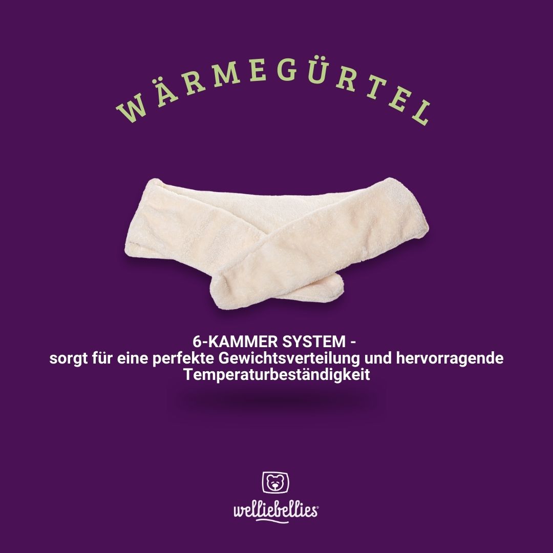 Plüsch Wärmegürtel mit Bio-Hirse Füllung und entspannenden Gesundheitskräutern.