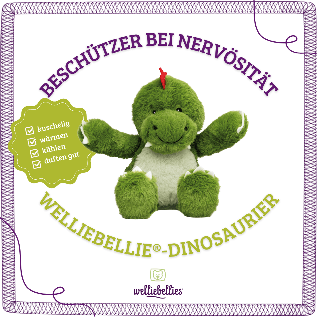 Dino Wärmekuschel: kuschelig, wärmen, kühlen, mit natürlichem Duft.