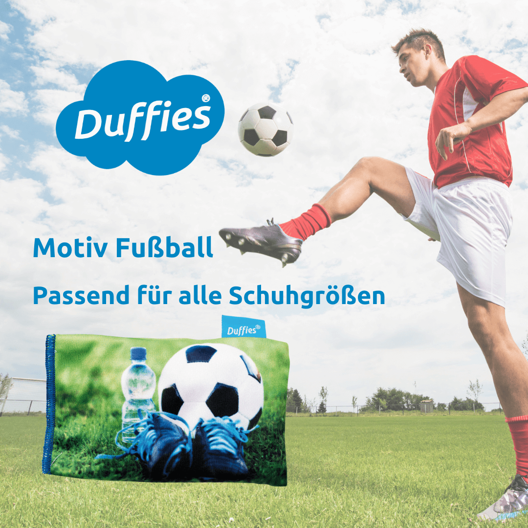 DUFFIES® Anti-Geruchs-Kissen für Schuhe und mehr... Motiv Fußball.