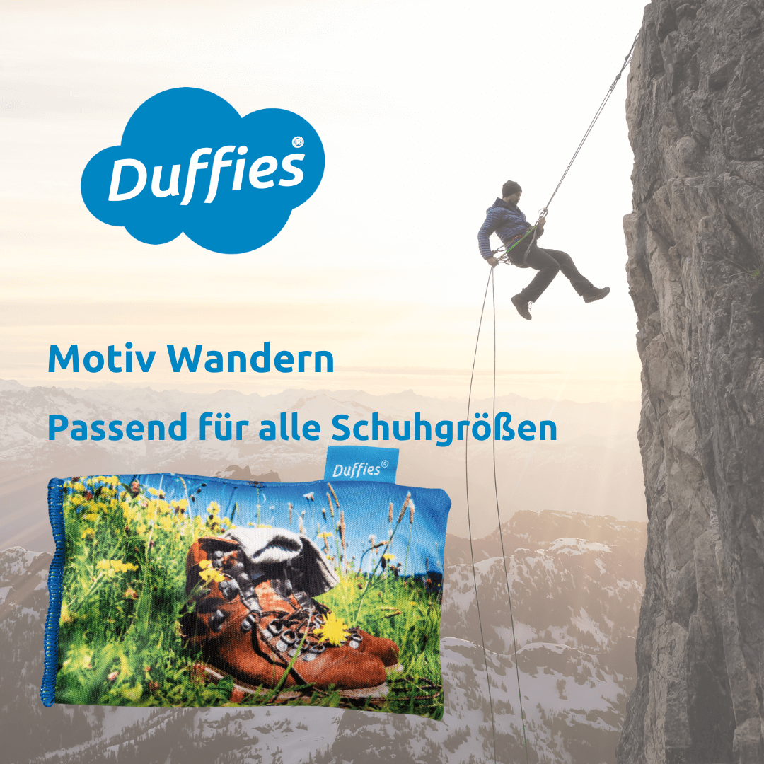 DUFFIES® Anti-Geruchs-Kissen für Schuhe und mehr... Motiv Wandern.
