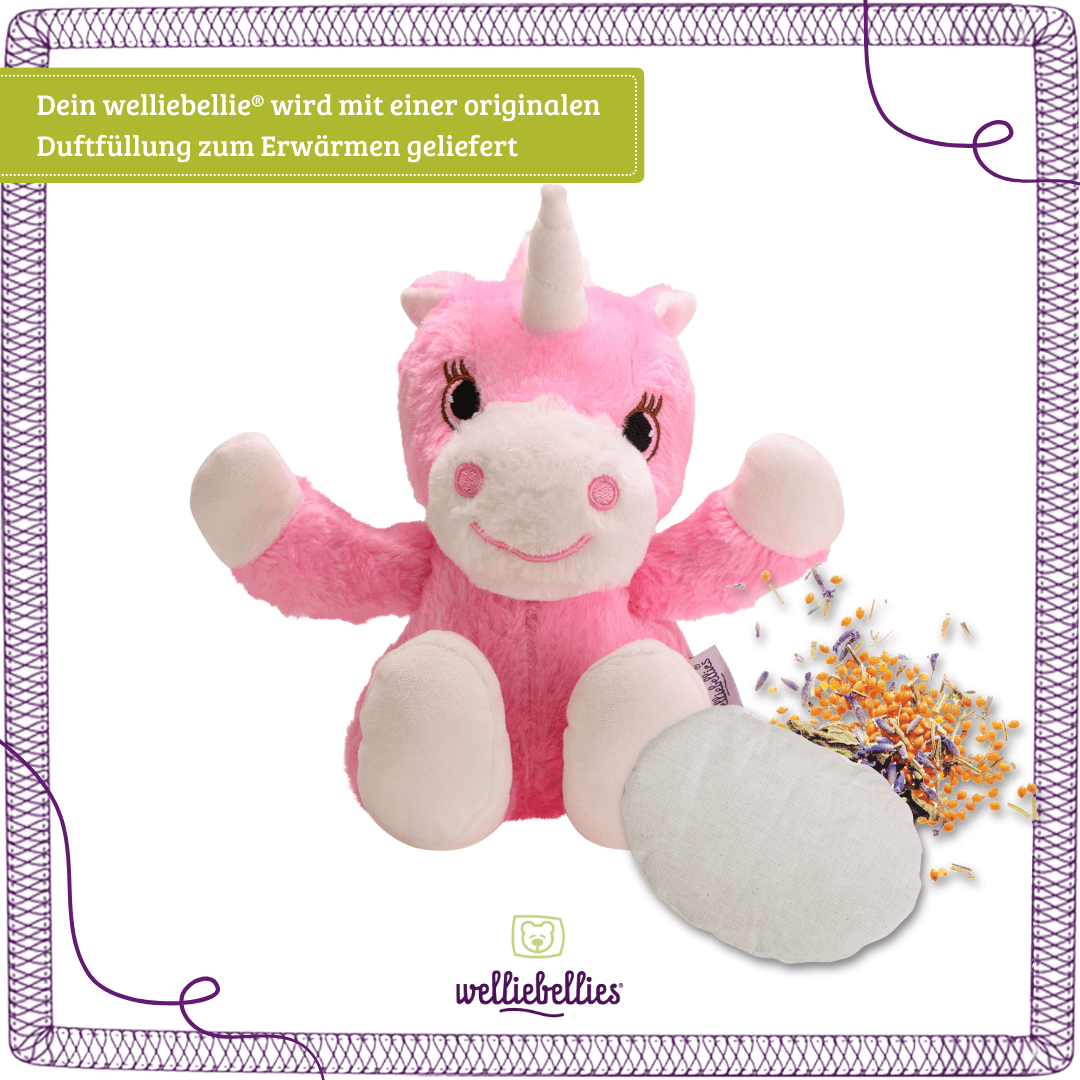 Einhorn gefüllt mit Bio-Hirse und entspannendem Lavendel.