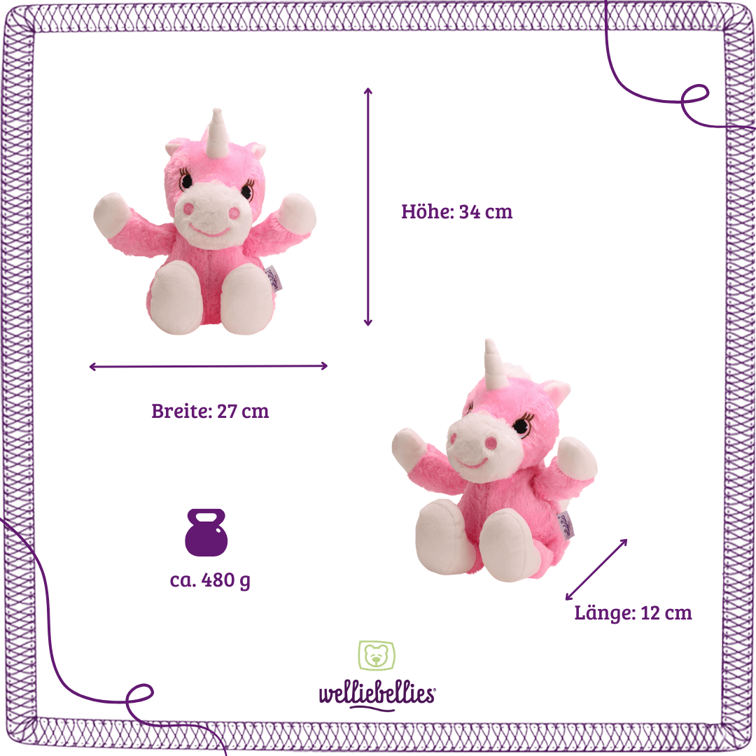 Groeßenanzeige des Einhorns für Kinderwaermenutzung.