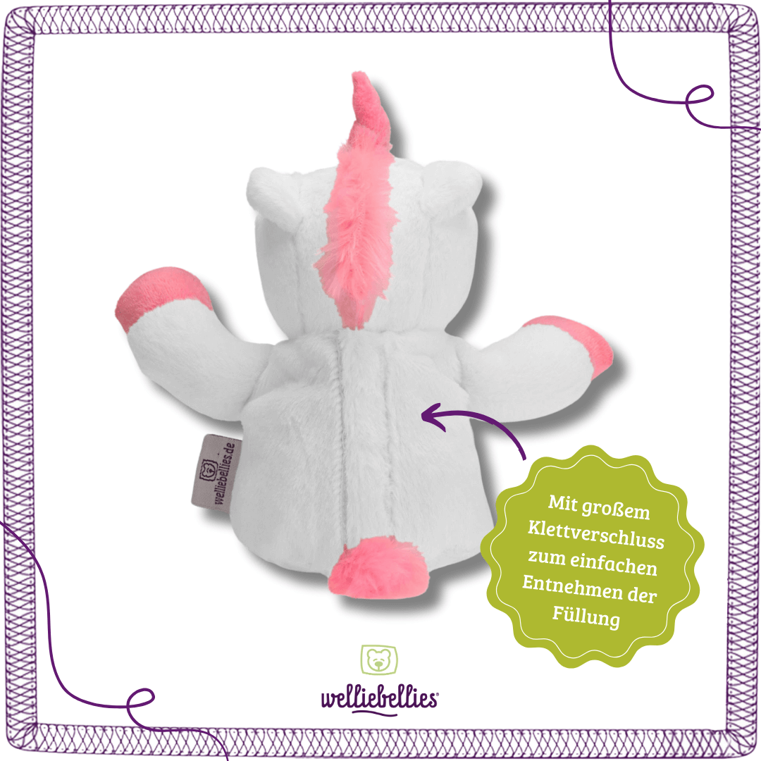 Rückseite Einhorn mit Klettverschluss.