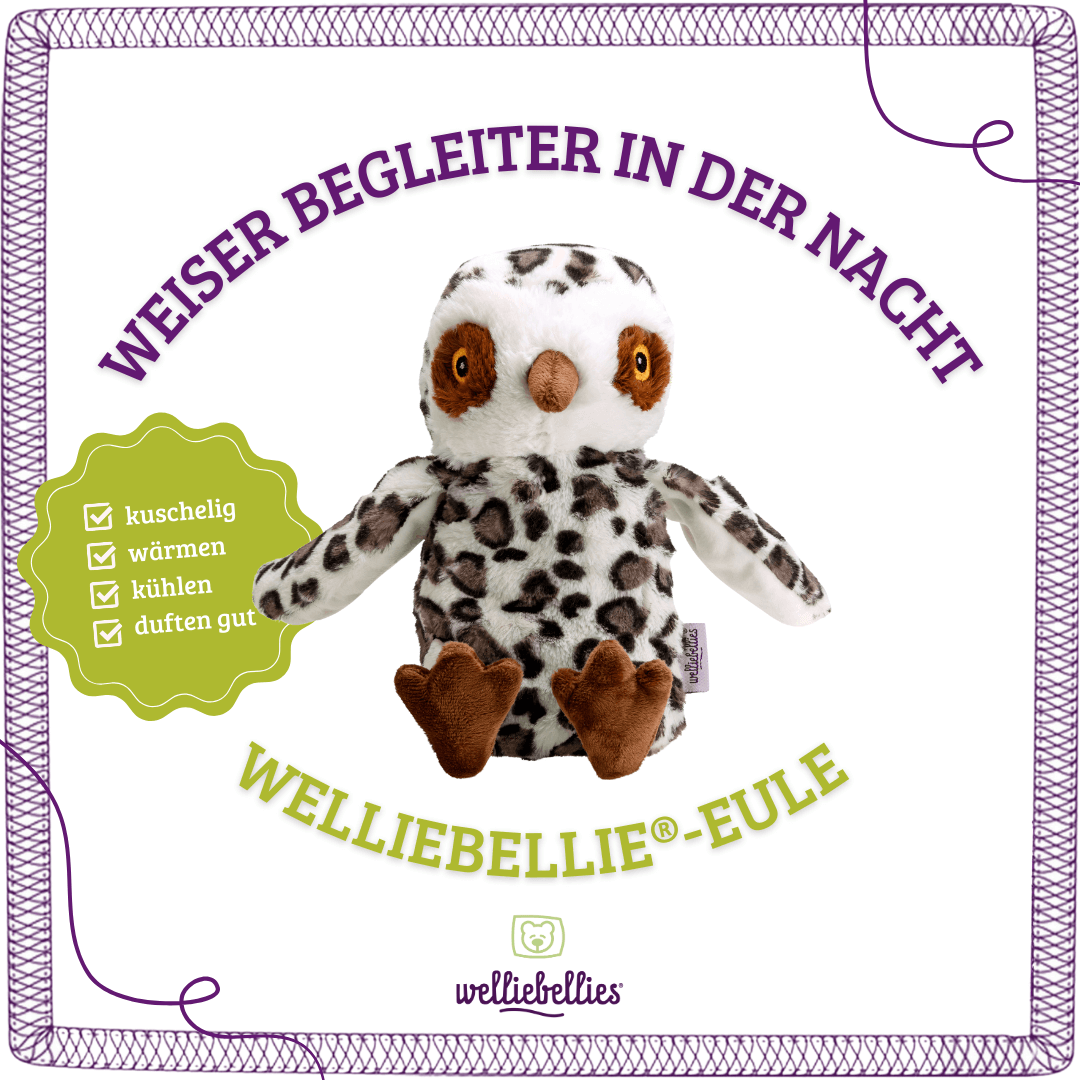 Charmante Wärmekuschel-Eule: kuschelig, wärmend, kühlend, mit angenehmem Duft.