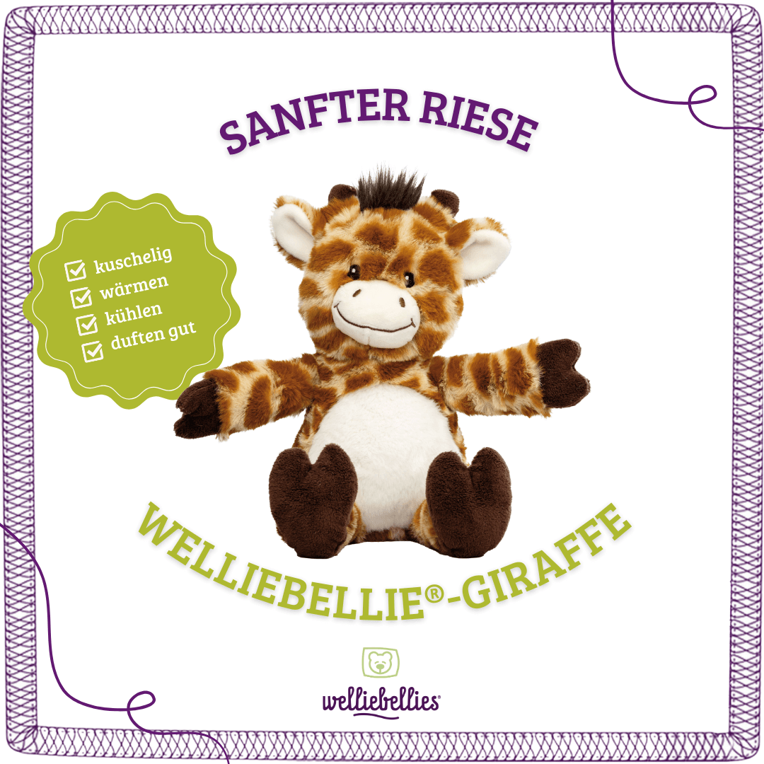 Charmante Waermekuschel-Giraffe: kuschelig, waermen, kuehlen, duftend.