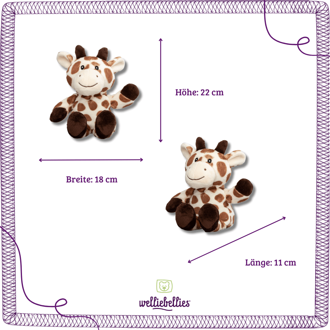 Grössenangabe midi Wärmekuscheltier Giraffe.