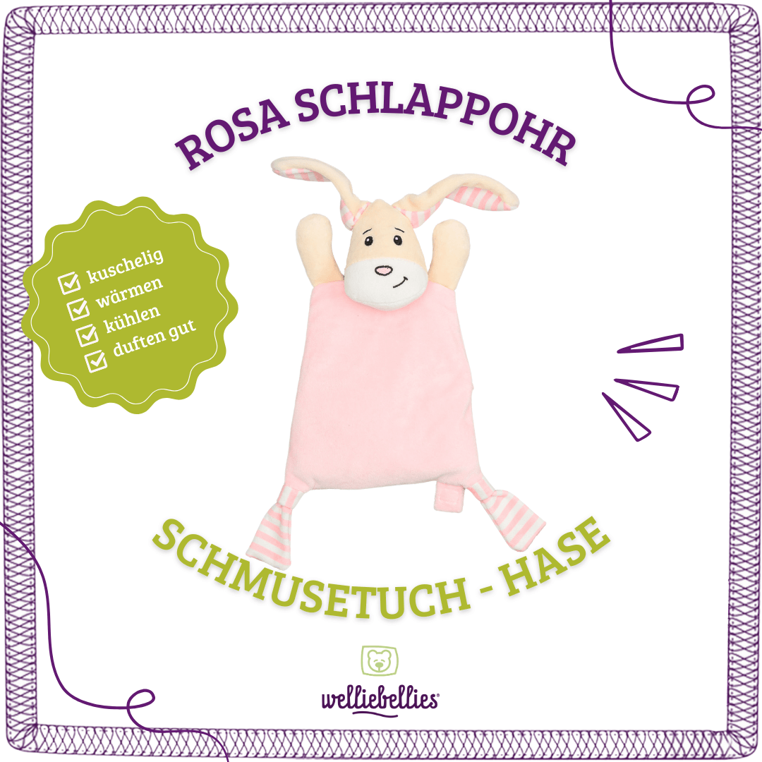 Rosa Schmusetuch Hase: kuschelig, wärmen, kühlen, duftend für Babys.