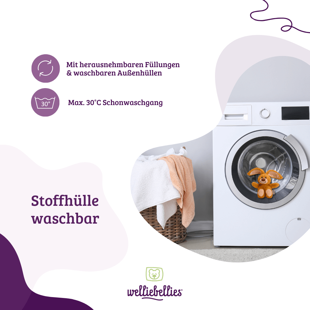 Pflegeleichte, waschmaschinenfreundliche Hasenhülle.