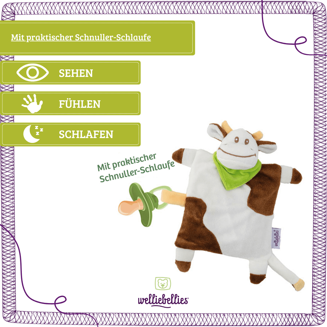 Rückseite der Kuh mit Schnullerschlaufe: Sehen, Fühlen, Schlafen