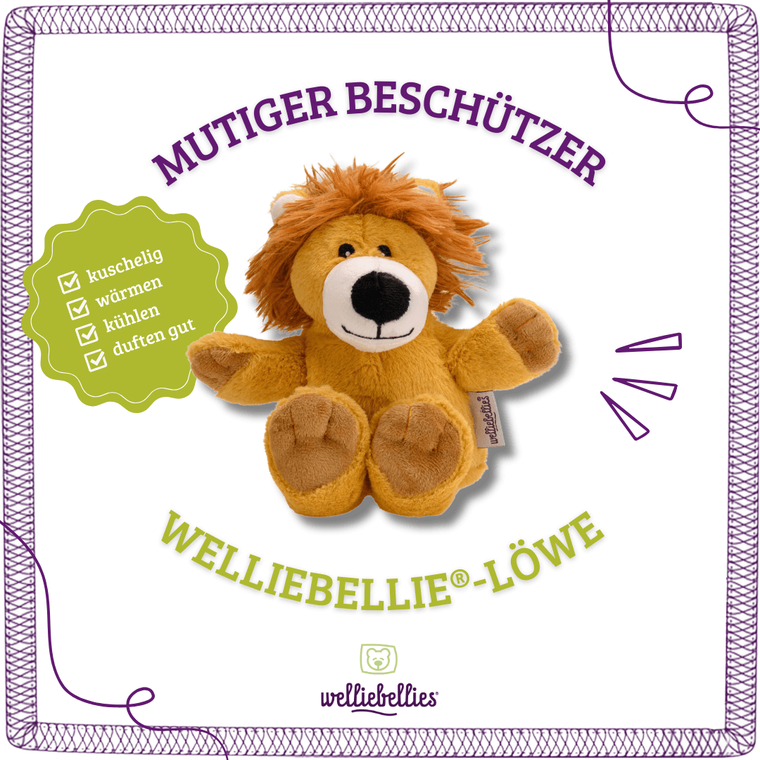 Midi Wärmekuschel-Löwe: kuschelig, wärmend, kühlend, duftend für Kinder.