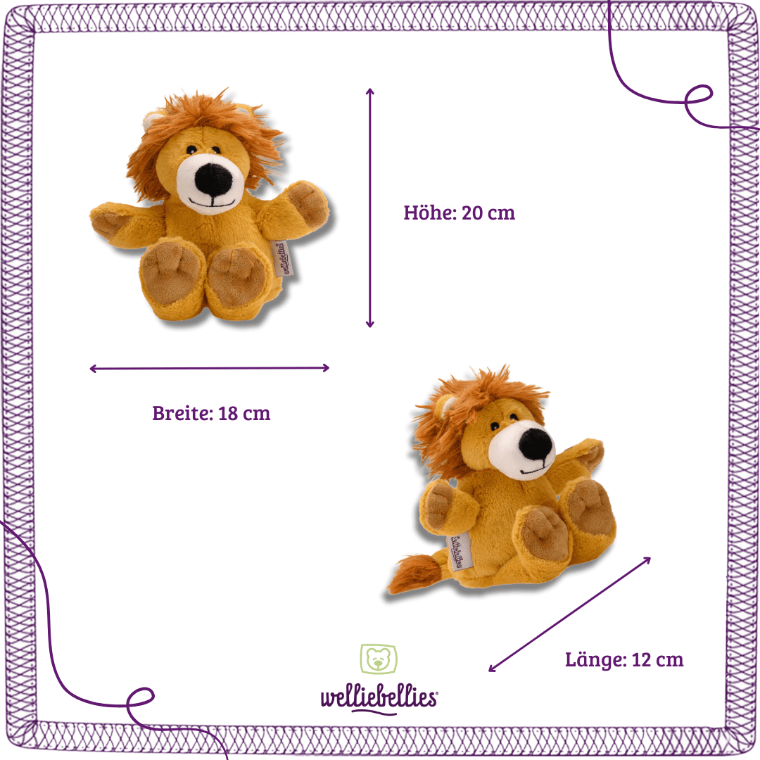 Produktmaße midi Wärmekuscheltier Löwe.