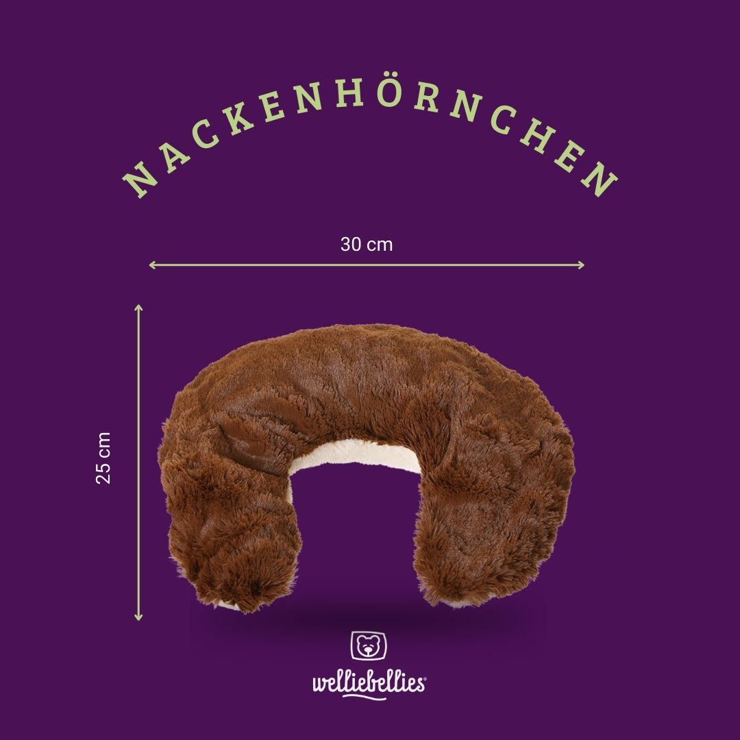 Plüsch Nackenhörnchen mit Bio-Hirse Füllung und entspannenden Gesundheitskräutern.
