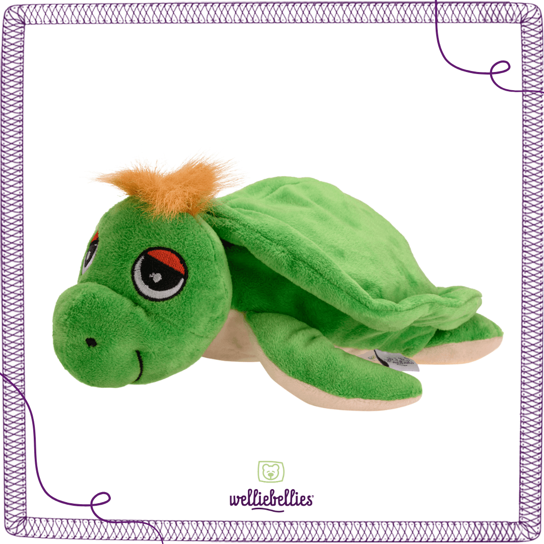 Schildkröte Rückseite mit herausnehmbarer Füllung und großem Klettverschluss.