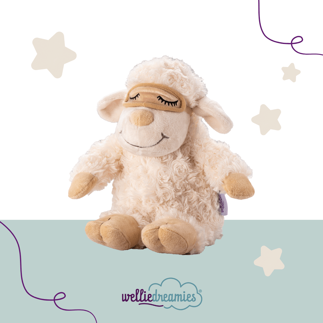 Schlafschaf mit Zirbefüllung welliedreamies® – Kuscheltier zur Beruhigung.