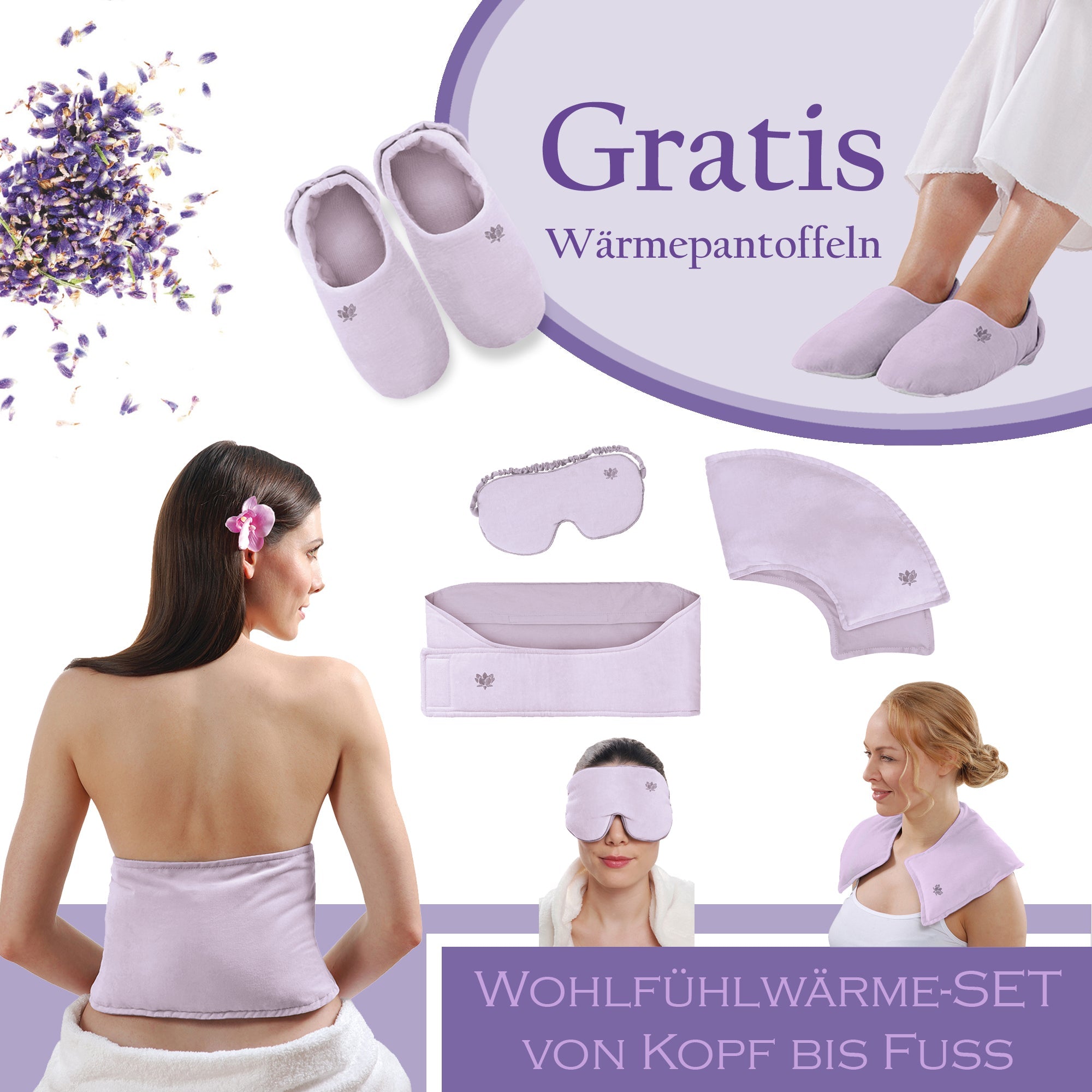 Wohlfühlwärme-Set von Kopf bis Fuss - violett.