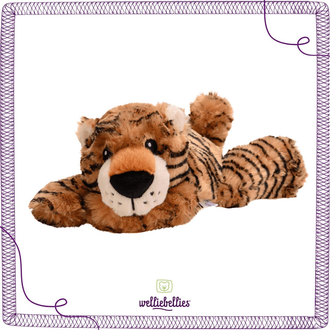 Seiten-Profil des Tiger-Wärmekissens, ideal für Kinder.