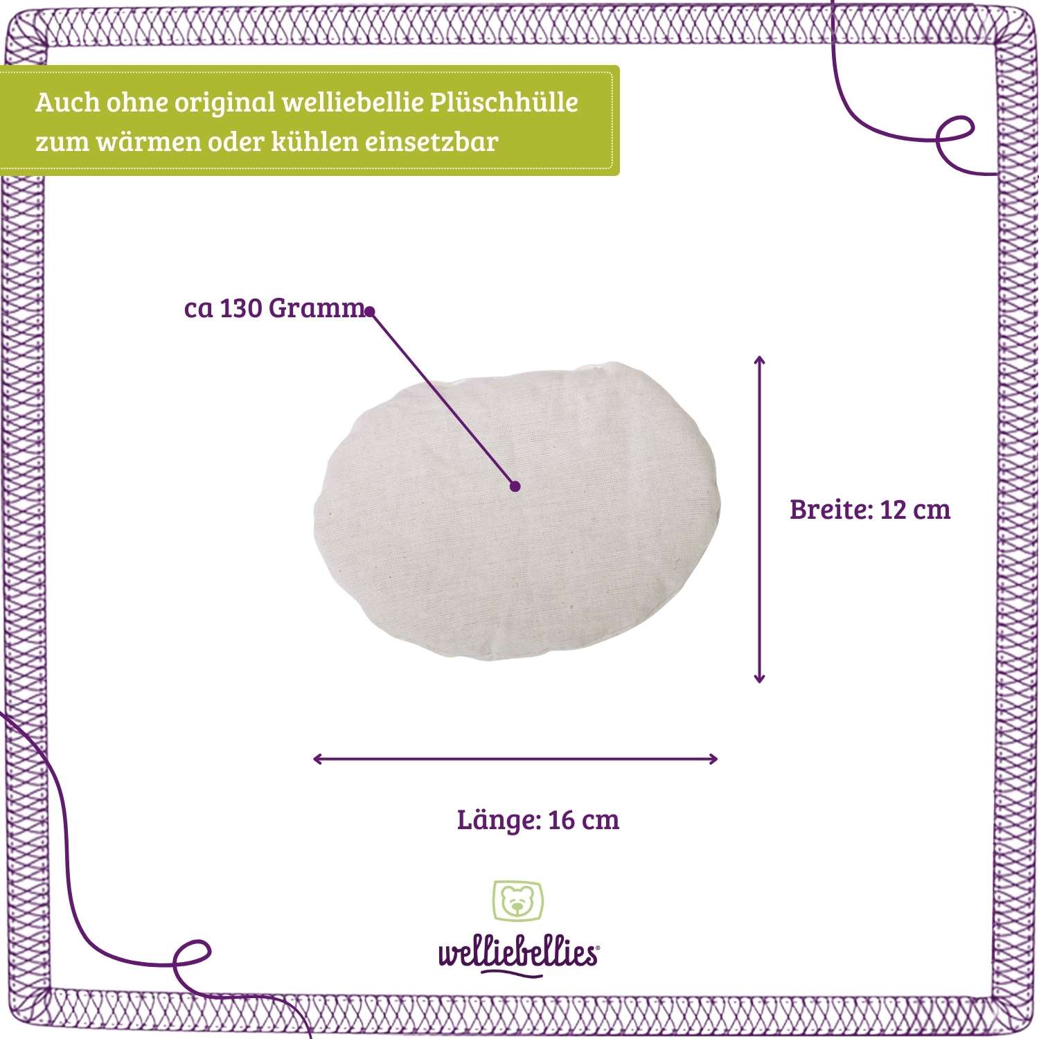 welliebellies® Wechsel Bio-Körnerkissen mit Kräutern für midi Tiere.