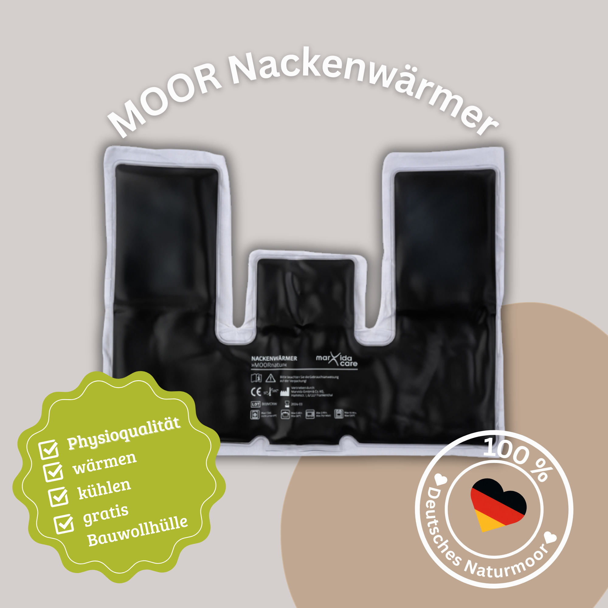 Moor Nackenwärmer +Gratis Baumwollhülle extra weich
