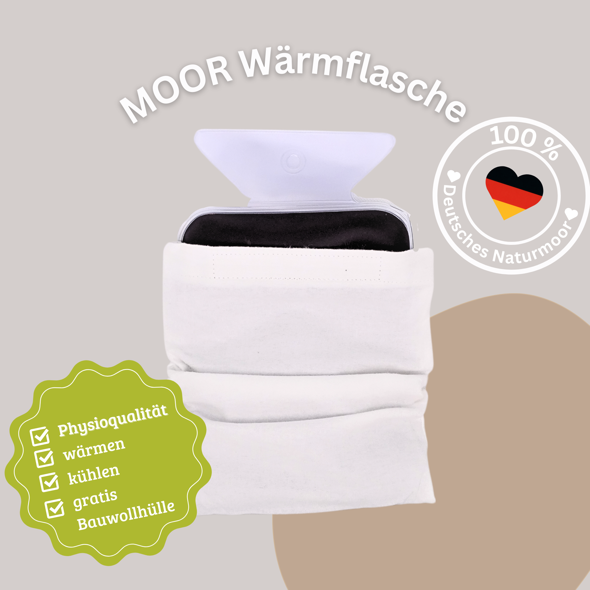 Moor Wärmflasche +Gratis Baumwollhülle extra weich