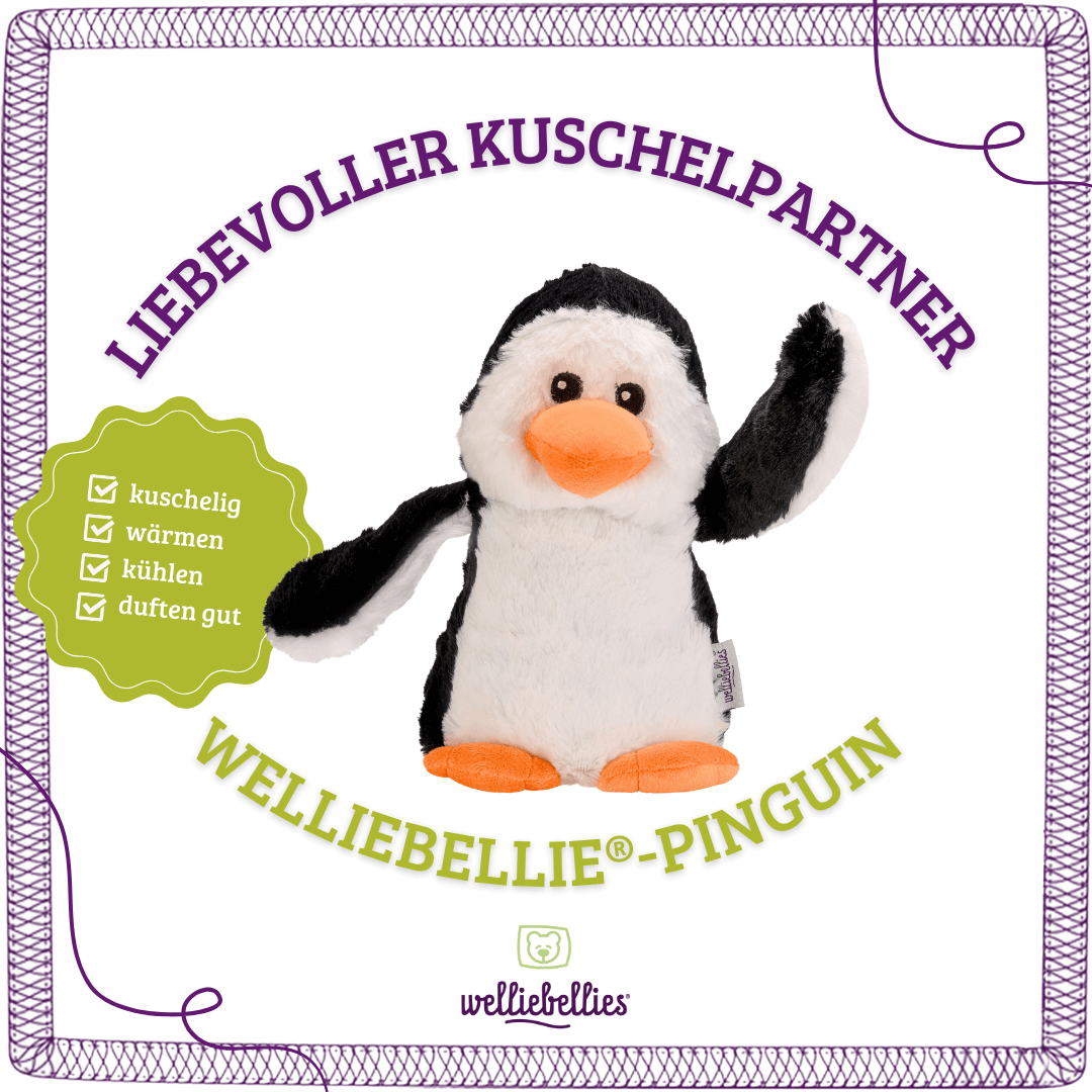 Wärmekuschel-Pinguin: kuschelig, wärmen, kühlen, mit angenehmem Duft.
