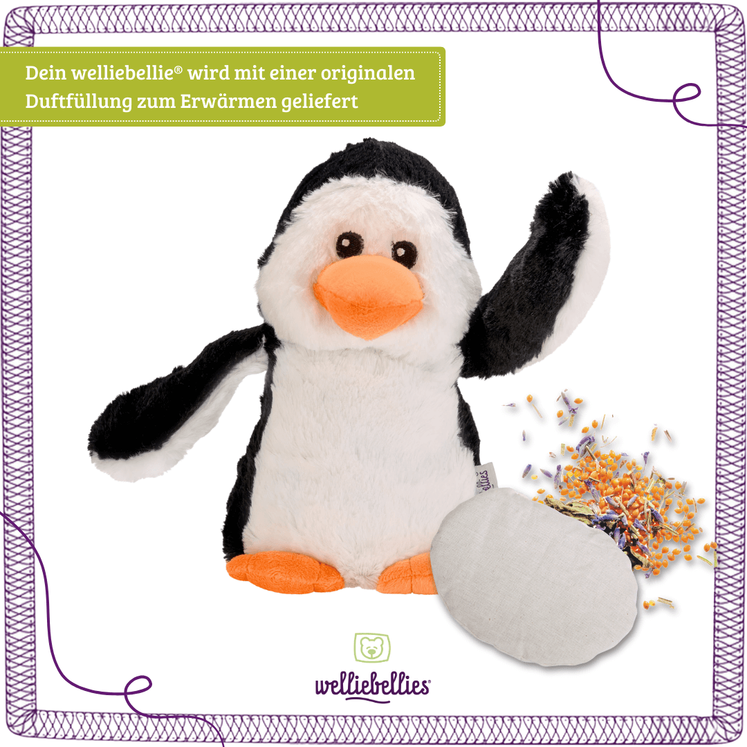 Pinguin gefüllt mit Bio-Hirse und Kräutermischung.