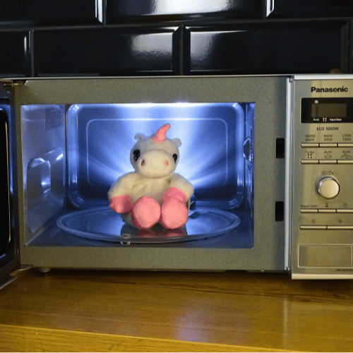 Midi-Wärmekuscheltier – Füllung separat in der Mikrowelle, max. 30 s/750 W; Bezug bleibt draußen