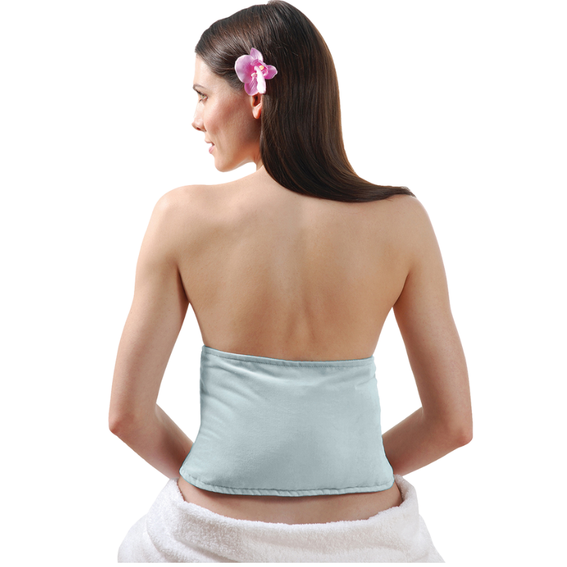 Wärmegürtel Rückenwärmer Silkie von Marvida mit Model in Türkis