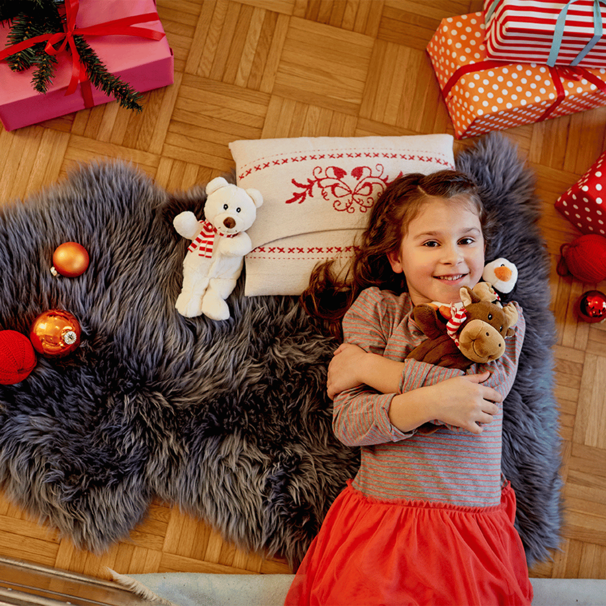 Heiteres Kindes mit Wärmekissen Motiv Elch Geschenk Weinachten